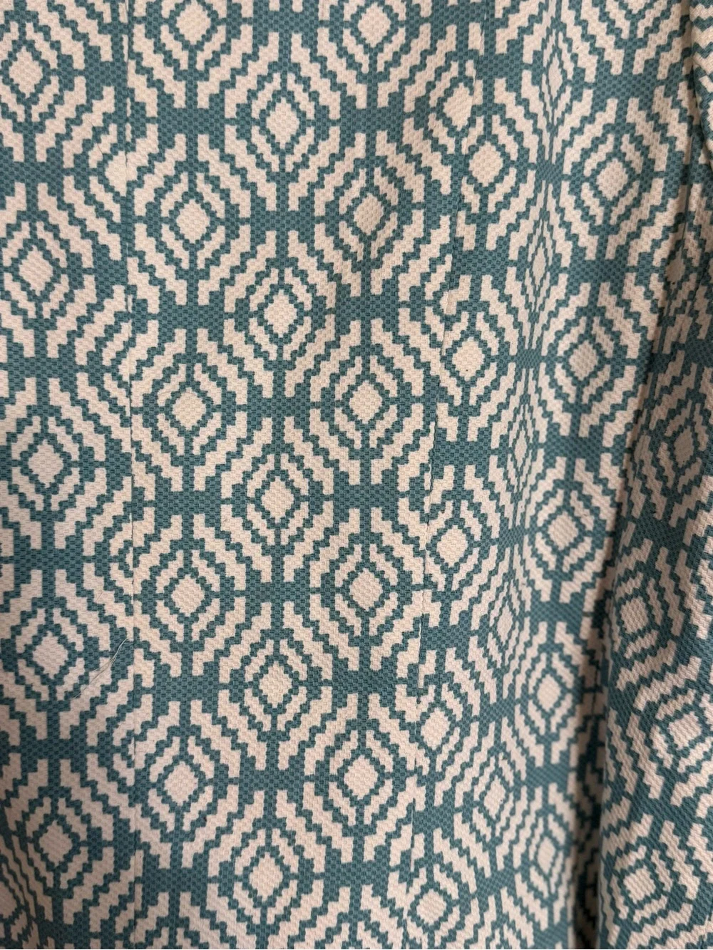 NWT Coldwater Creek Teal and White Geometric Open-Front Blazer